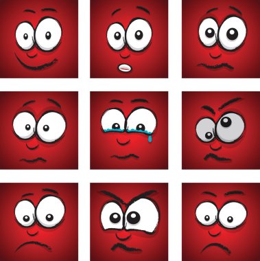 karikatür face kırmızı grup