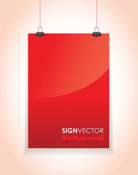 Panneau de papier suspendu rouge — Image vectorielle