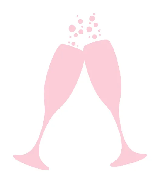 Copos de champanhe rosa com bolhas — Vetor de Stock