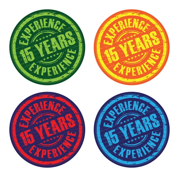 A set of 15 years experience stamps — Stock Vector