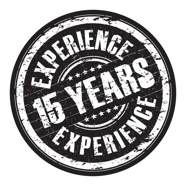 A hanging 15 years experience stamp — Stock Vector