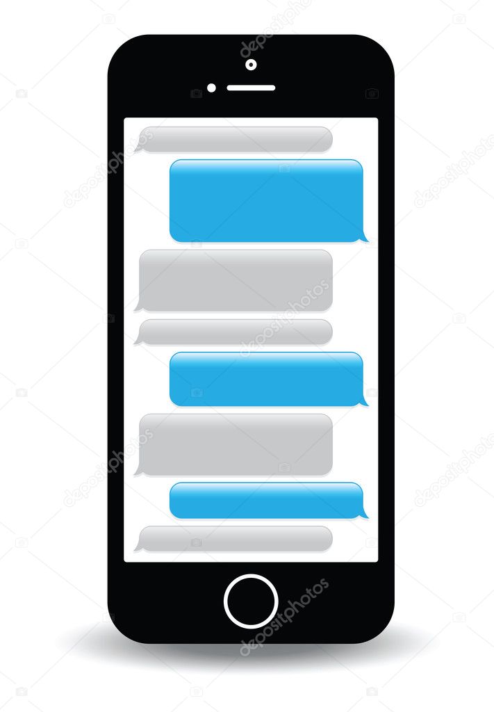 A blue mobile phone text messaging screen