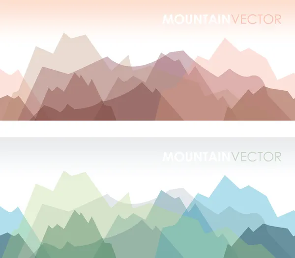 Een set van twee overlappende gekleurde berg achtergronden — Stockvector
