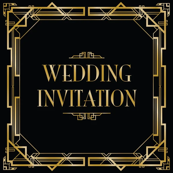 Приглашение на свадьбу в стиле арт-деко — стоковый вектор