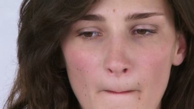 Woman pulling faces