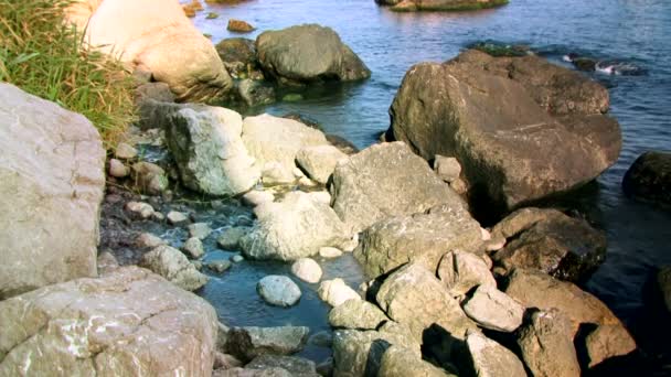 Agua que fluye entre rocas — Vídeos de Stock