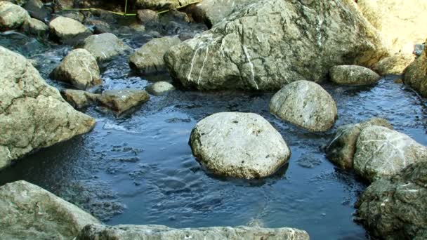 Vatten som rinner mellan stenar — Stockvideo
