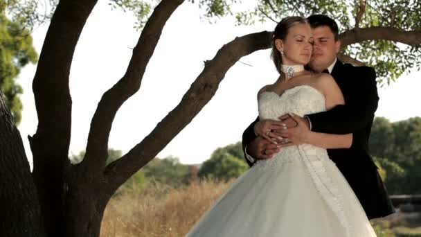 Jeunes mariés dans le parc — Video