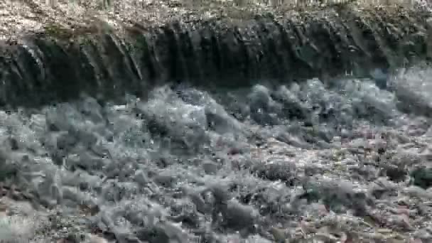 Flöde. ett starkt flöde av floden bevattnar. — Stockvideo