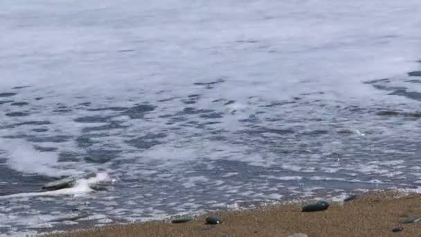 Olas marinas. Hermosas olas del océano rodaron en tierra . — Vídeo de stock