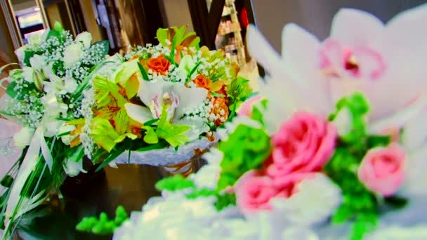 Wedding bouquets. — Stock Video