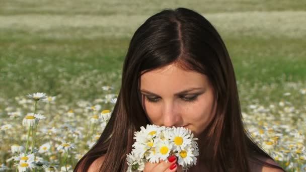 Smelling Daisies — Stock Video