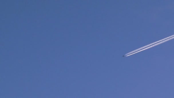 Avión visto desde el suelo. Viajar por aire . — Vídeos de Stock