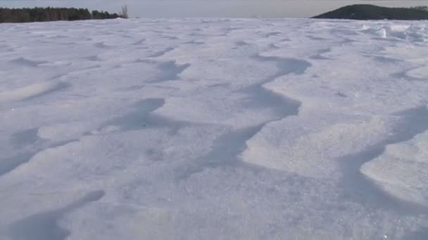 Onde di neve in una giornata di sole. Primo piano. Onde di neve. Primo piano . — Video Stock