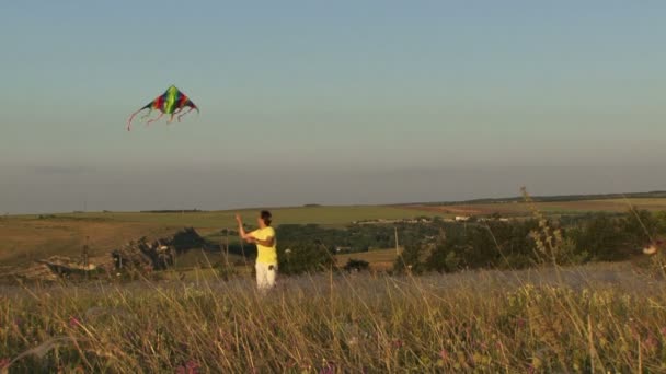 Flying a kite — Stock Video