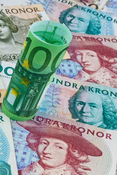 Svenska kronan. flera valutor — Stockfoto