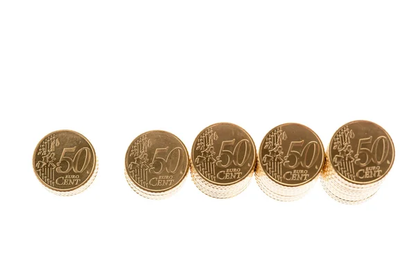 Montón de monedas en euros —  Fotos de Stock