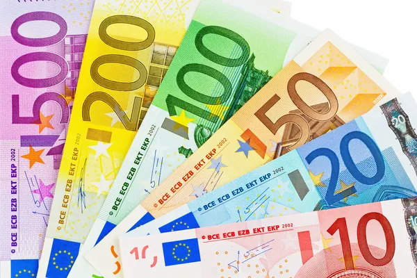 Een ventilator met eurobiljetten — Stockfoto