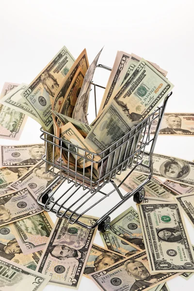 U.s. dollar bill with basket — Stock Photo, Image