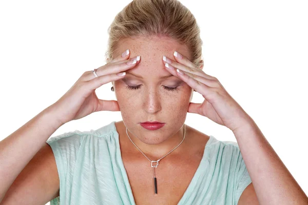 Woman with migraine — Stok fotoğraf