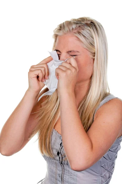 Woman with allergies and hay fever — Stock Photo, Image