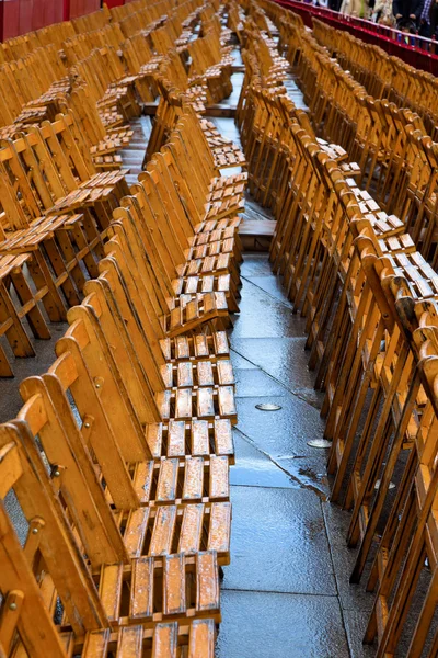 Empty chair because of rain at event — Stock Photo, Image