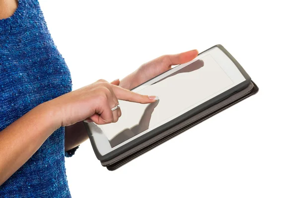 Vrouw met tabletcomputer — Stockfoto