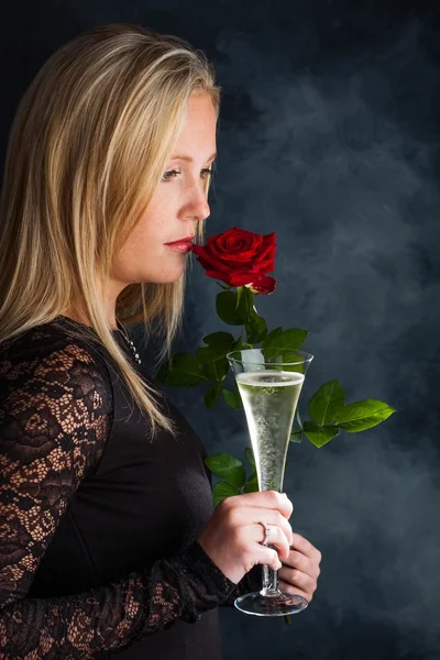Woman with champagne — Stock Photo, Image