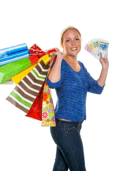 Mujer con bolsas de compras — Foto de Stock