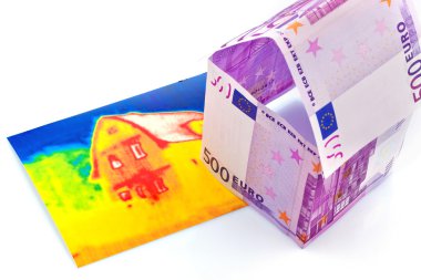 House made of euro banknotes and infrared image clipart