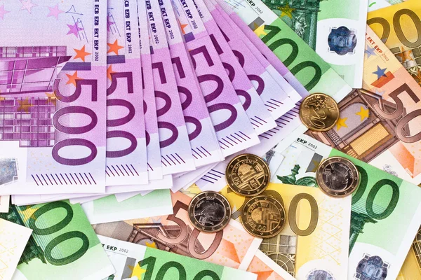 Many euro banknotes — Stock Photo, Image