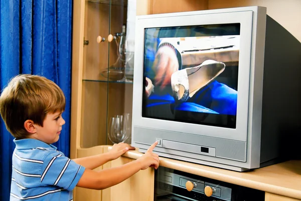 Small child in television — Stock Photo, Image