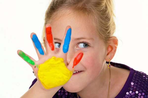 Gyermek festés ujjfestékkel — Stock Fotó