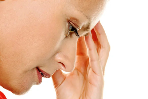 Pensive woman with headache — Stock Photo, Image