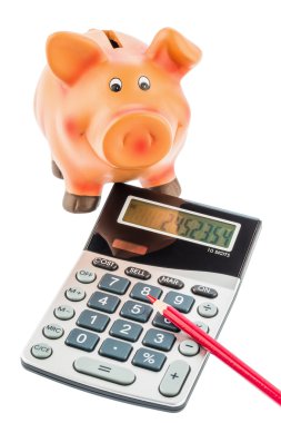 Cutbacks, piggy bank and calculator clipart