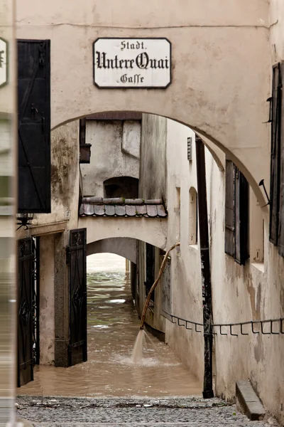 Översvämningar och översvämningar i steyr, Österrike — Stockfoto