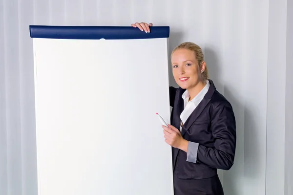 Mulher com flip chart — Fotografia de Stock