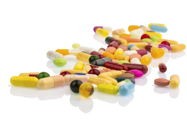 Veel kleurrijke pillen — Stockfoto