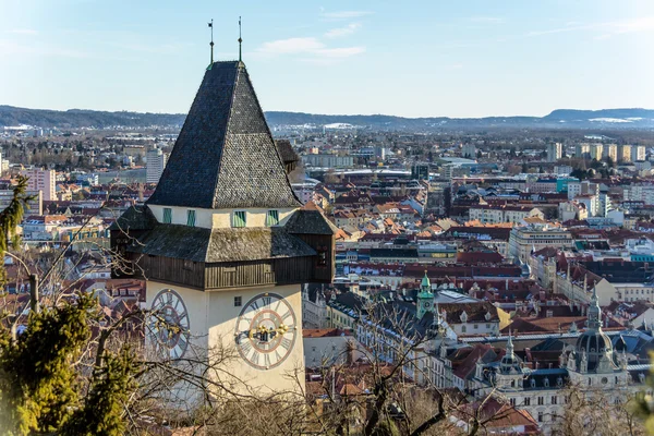 Ausztria, Stájerország, graz, óratorony — Stock Fotó