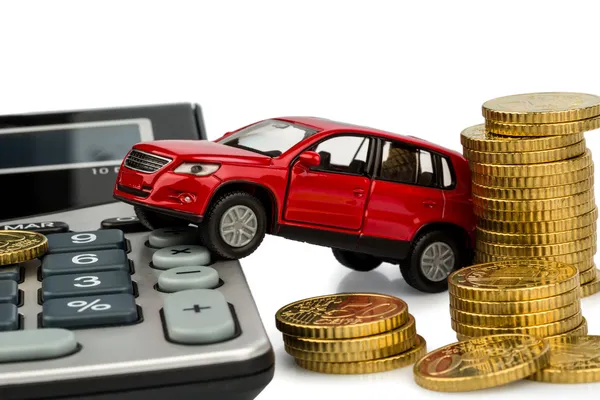 Custo do carro. com calculadora — Fotografia de Stock