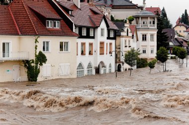 Floods and flooding in steyr, austria clipart