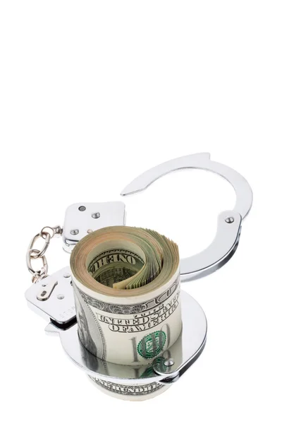 U.s. dollar bills with handcuffs — Stock Photo, Image