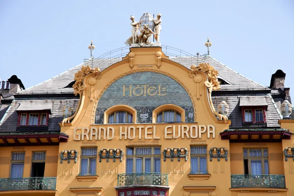 Praga, plaza de Wenceslao, hotel europa — Foto de Stock