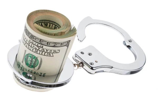 U.s. dollar bills with handcuffs — Stock Photo, Image