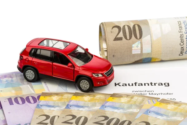 Aankoop contract voor nieuwe auto — Stockfoto