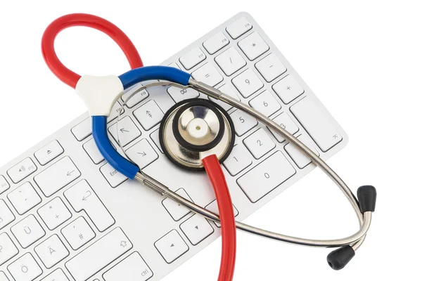 Stethoscope and keyboard of a computer — Stock Photo, Image