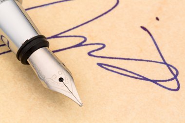 Signature and pen clipart