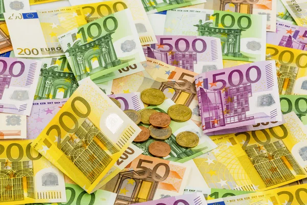 Many euro banknotes — Stock Photo, Image