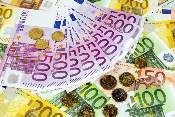 Many euro banknotes — Stock Photo, Image