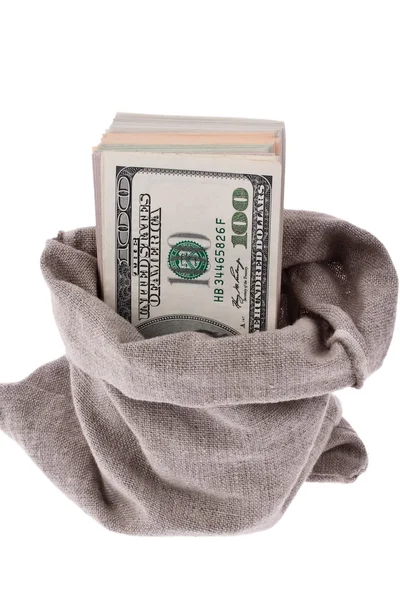 Dollar bills in a bag — Stock Photo, Image